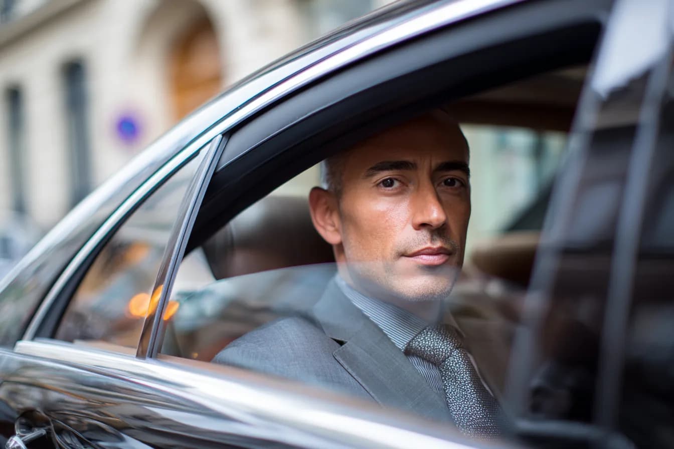 Chauffeur professionnel au volant de son véhicule VTC